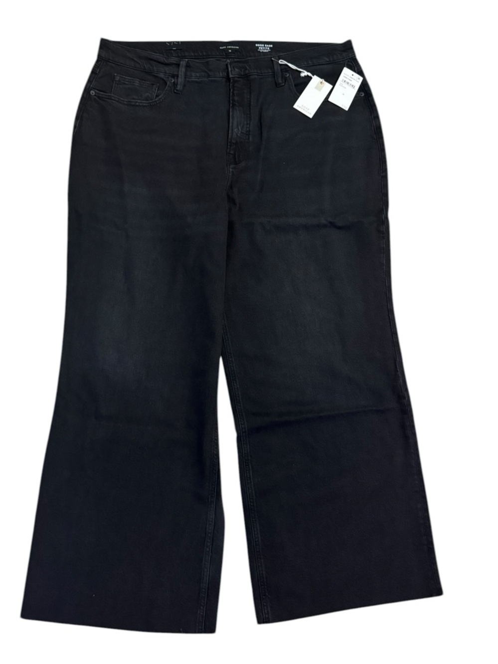 GOOD AMERICAN Ease Relaxed Wide Leg Jeans 18 Petite Black $169 Retail NWT - Picture 2 of 11
